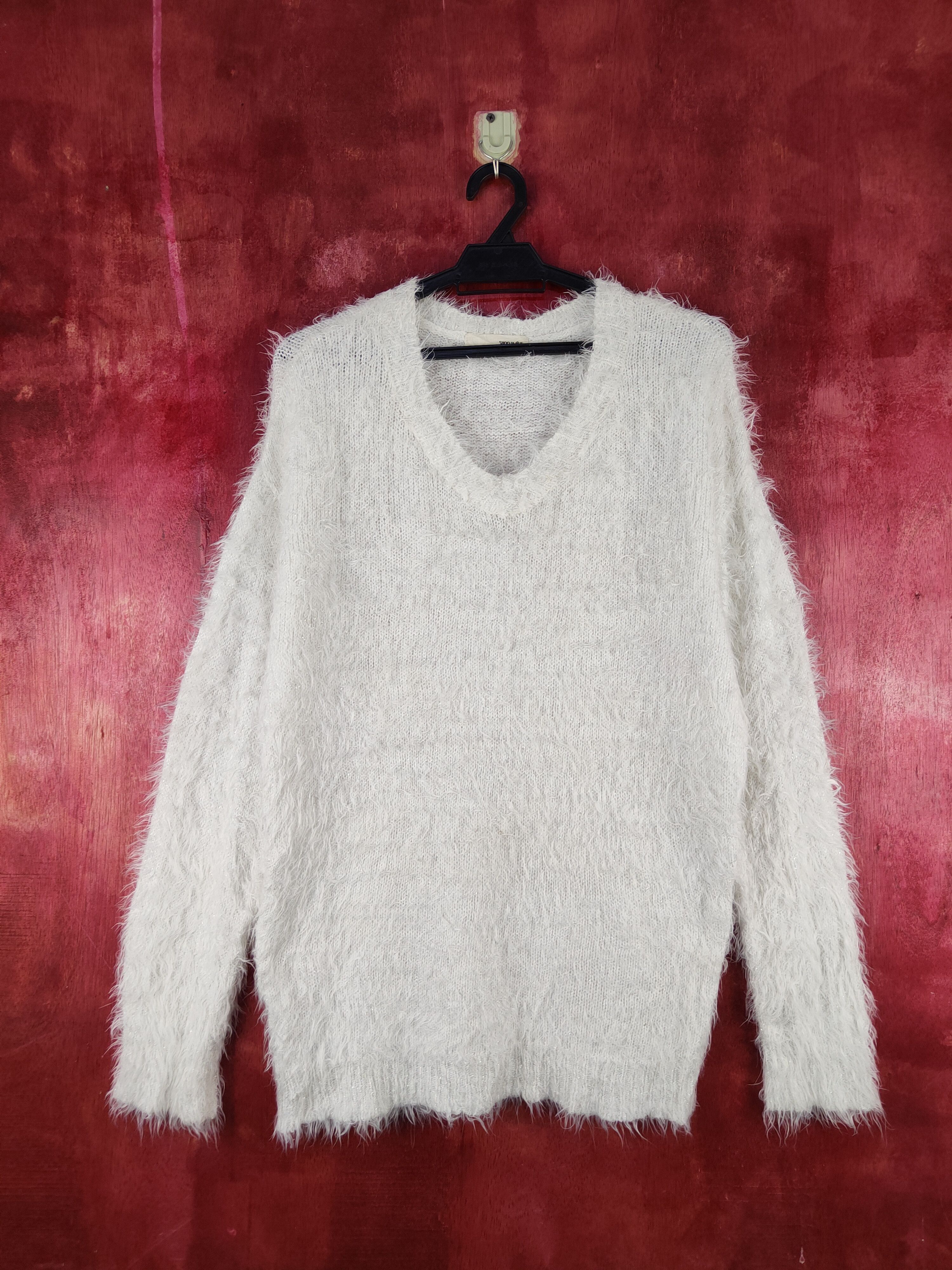 Homespun Knitwear Shoo La Roo White Shag Shaggy Fur Mohair Knitwear #S2109 Size L / US 10 / IT 46 - 1 Thumbnail