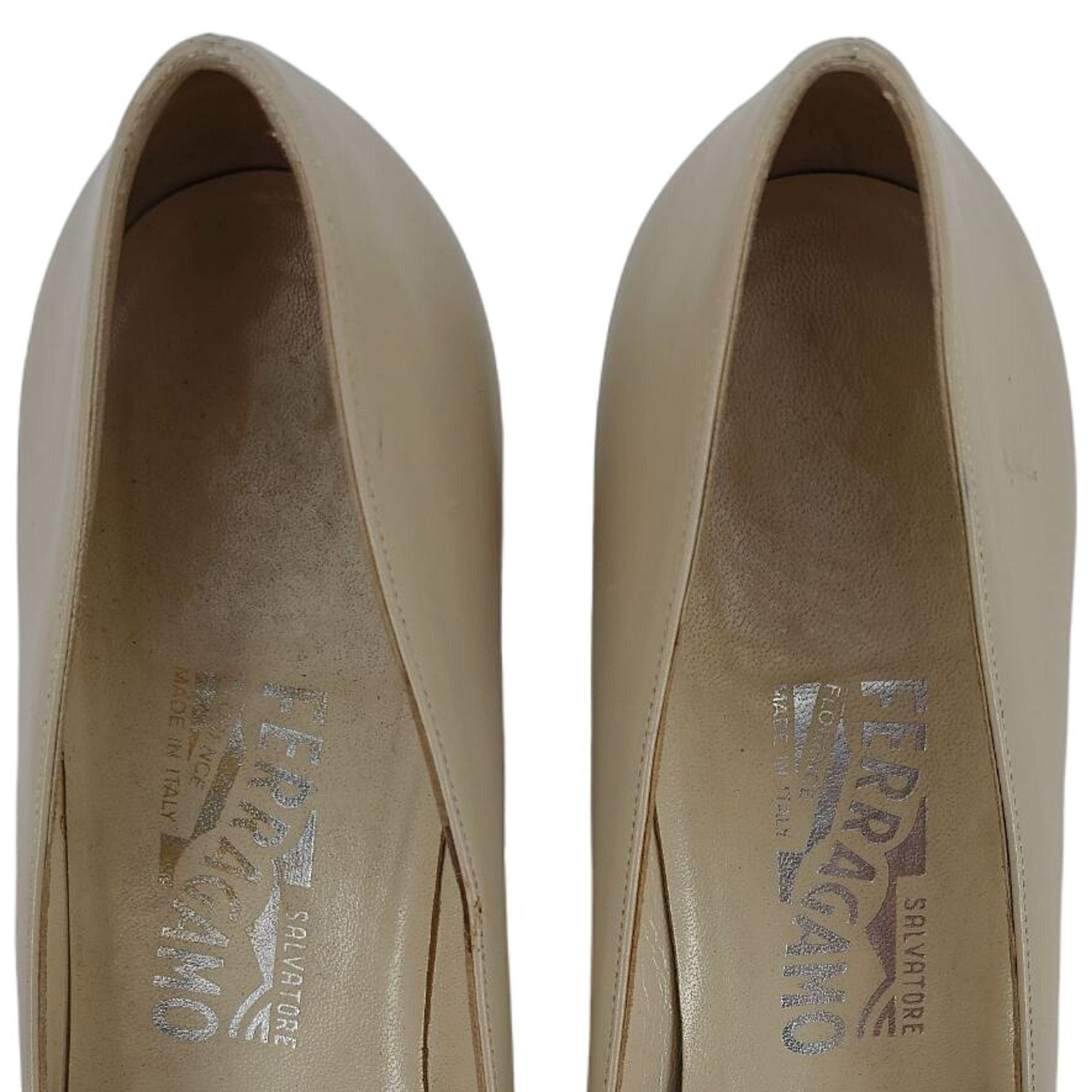 Salvatore Ferragamo Salvatore Ferragamo Italy Beige Yellow Leather Dress Shoes Size US 8.5 / IT 38.5 - 8 Thumbnail
