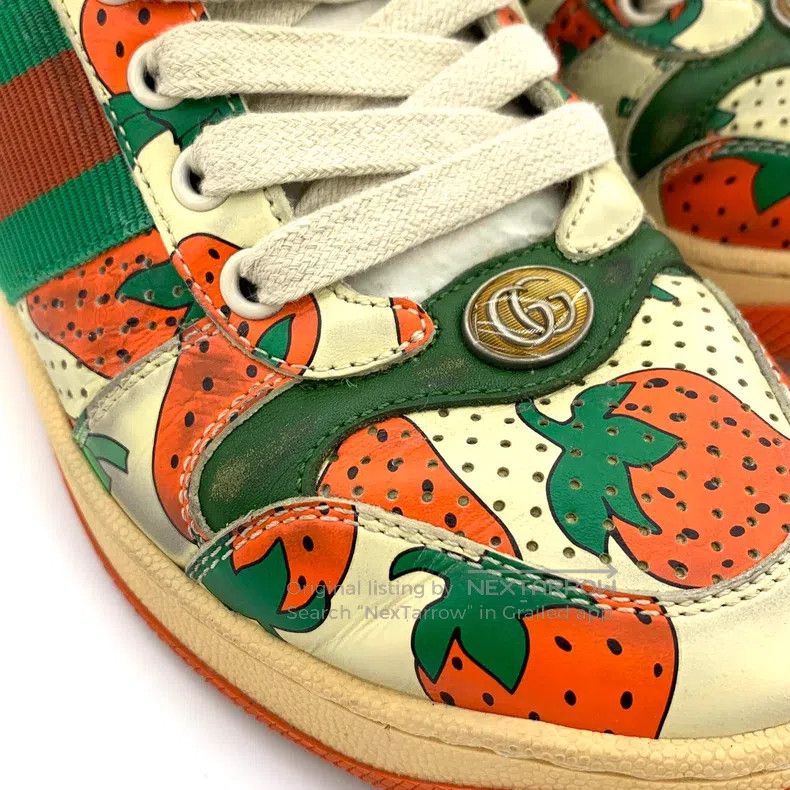 Gucci Gucci Colour-blocked strawberry print lacing casual sports Size US 5.5 / IT 35.5 - 9 Thumbnail