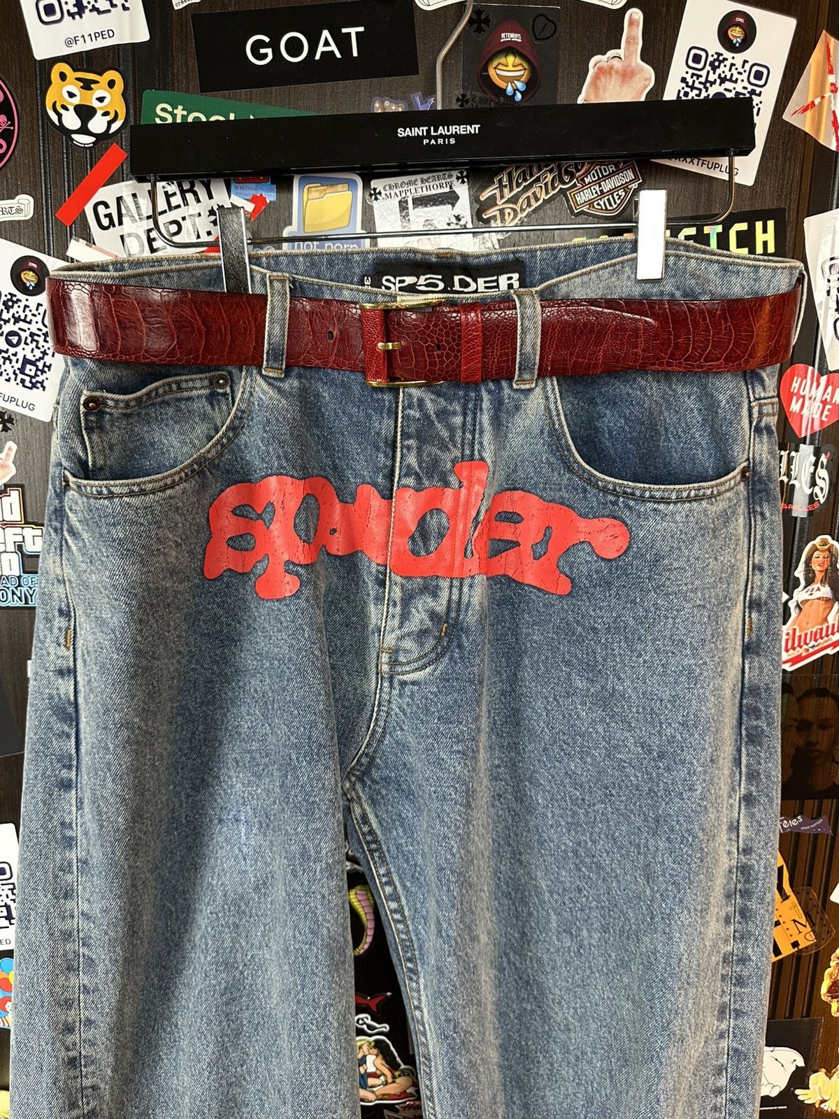Sp5der Spider Worldwide “Spider” V3 Indigo Denim Jeans Size US 32 / EU 48 - 8 Thumbnail