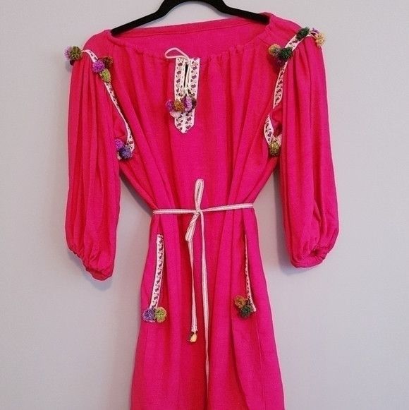 Handmade Handmade Pink 100% Raw Silk Ethnic Boho Tunic Dress - M/L Size M / US 6-8 / IT 42-44 - 5 Thumbnail