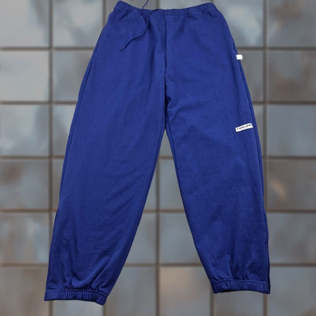Vintage CAHLUMN Pants Mens XL Blue Heavy Terry Jogger Elastic Waist Zip Pockets Size US 36 / EU 52 - 1 Thumbnail
