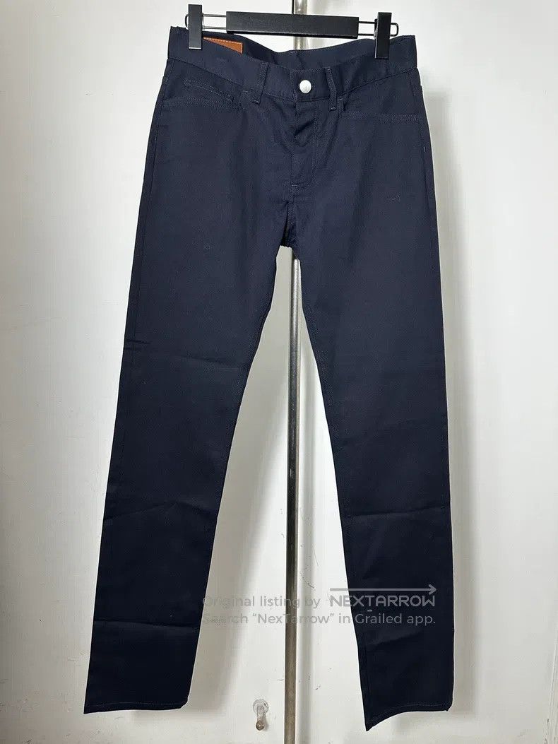 Hermes Autumn/Winter logo leather patch denim casual pants