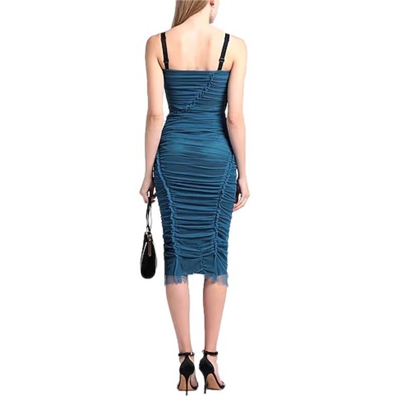 Dolce & Gabbana Dolce & Gabbana Tulle Ruched Mesh Bodycon Midi Dress 44 Size M / US 6-8 / IT 42-44 - 5 Thumbnail