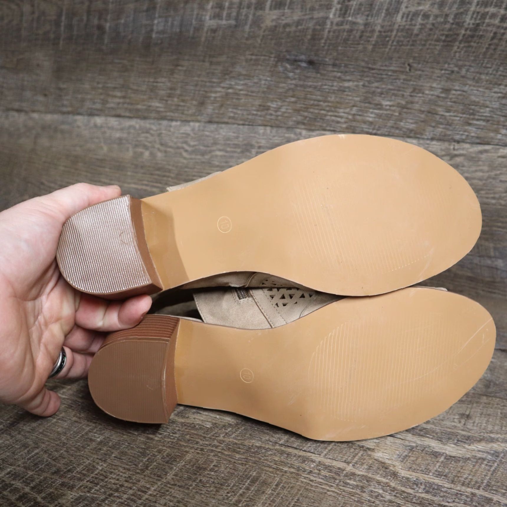 Torrid TORRID Tan Faux Suede Block Heel Bootie Open Toe Women's Size 10 Size US 10 / IT 40 - 5 Thumbnail