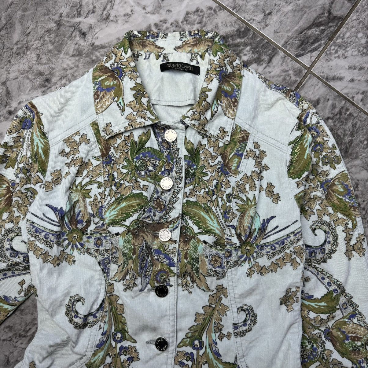 Roberto Cavalli × Velvet × Vintage Roberto Cavalli Printed Velvet Blazer Jacket Size XS / US 0-2 / IT 36-38 - 4 Thumbnail