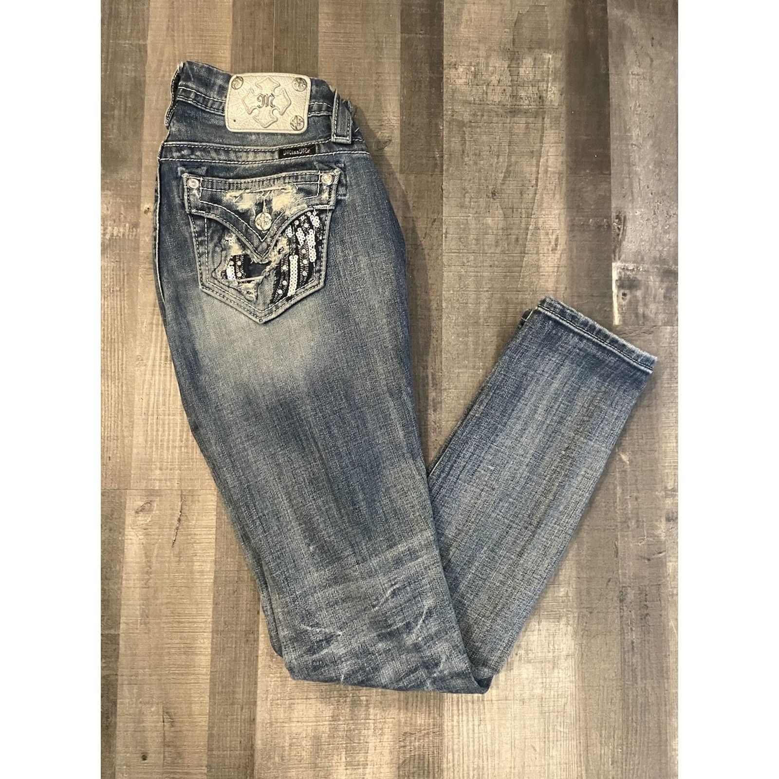 Miss Me Miss Me Jeans Woman Skinny Mid Rise 26 Blue Denim 5-Pocket Stretch Cotton Blend Slim Vintage: No (F47) Size 26" / US 2 / IT 38 - 2 Thumbnail