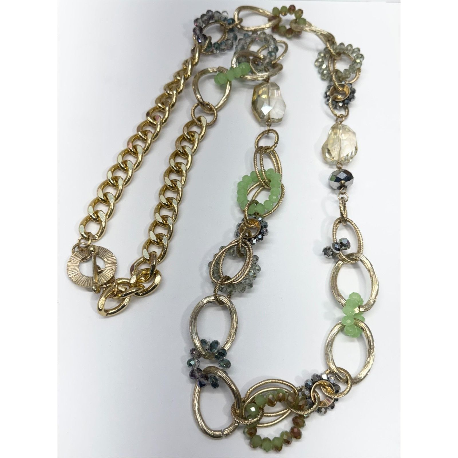 Vintage Vintage green crystal chain long necklace Size ONE SIZE - 2 Thumbnail