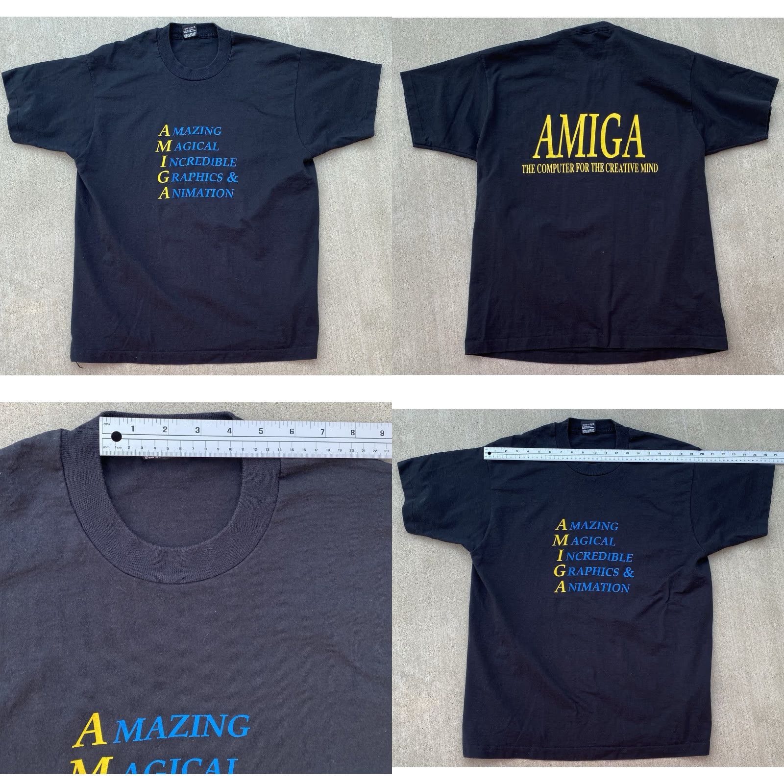 Fruit Of The Loom VINTAGE Amiga Computers Promo Graphic T-Shirt The Computer For The Creative Mind XL Black Unisex Cotton Blend Short Sleeve Size US XL / EU 56 / 4 - 10 Thumbnail