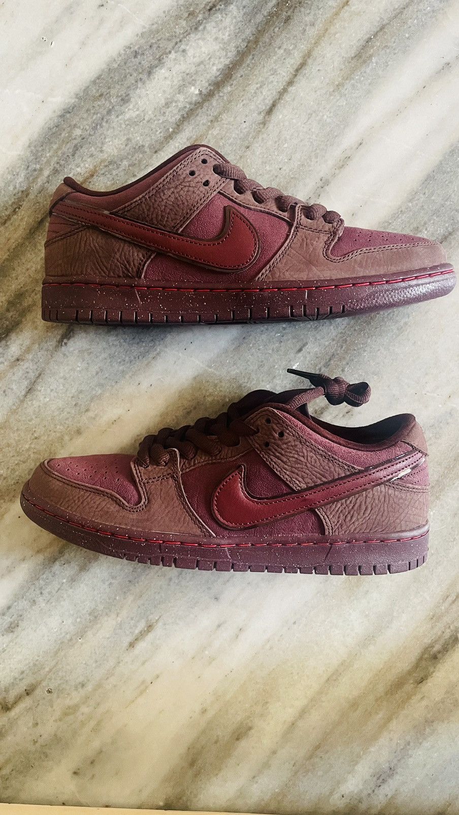 image of Nike Sb Dunk Low City Of Love Burgundy Crush Shoes, Men's (Size 8)