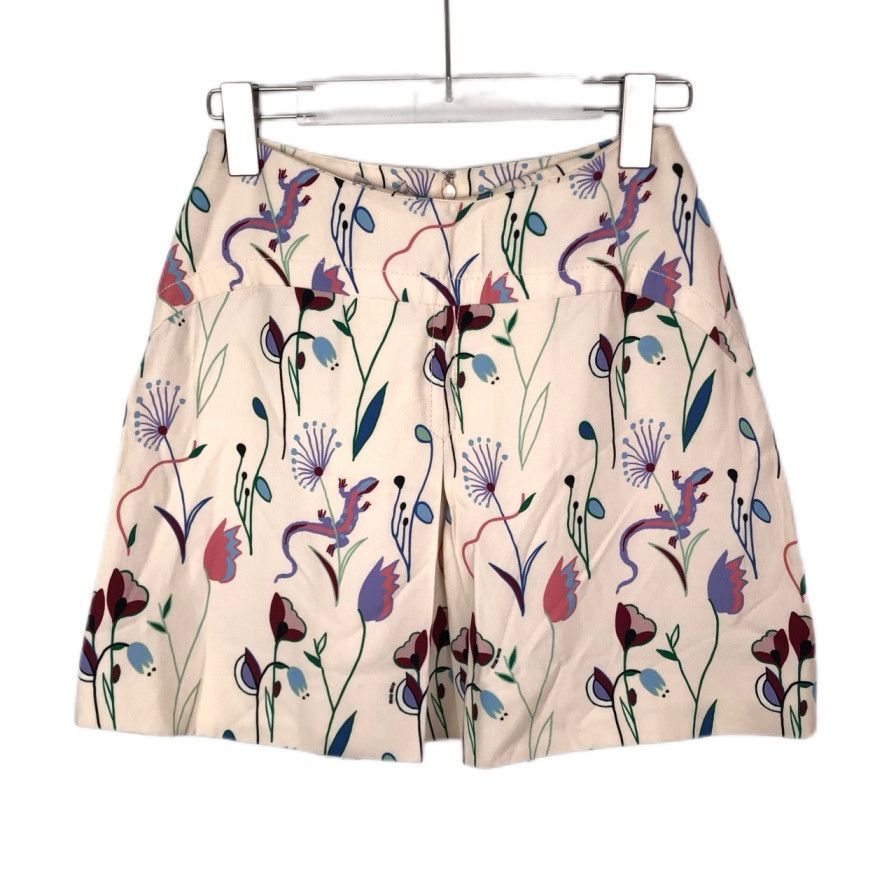 Miu Miu MiuMiu Floral Print Beige Casual Shorts Size 27" / US 4 / IT 40 - 1 Thumbnail