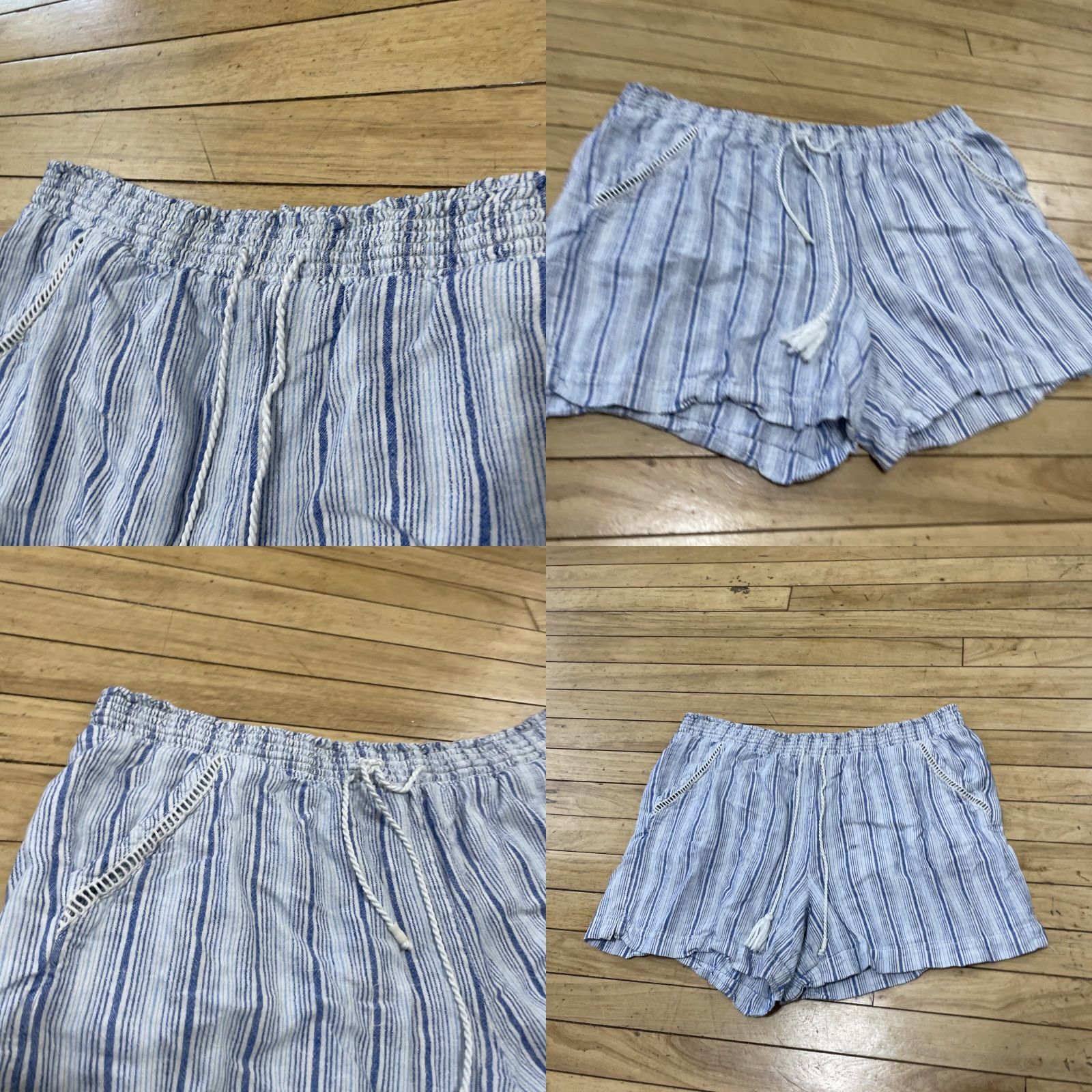 Vintage VINTAGE Briggs Light Linen Shorts Women XL Blue White Lace Drawstring Coastal Boho 36x4 Size 40" / US 18 - 9 Thumbnail