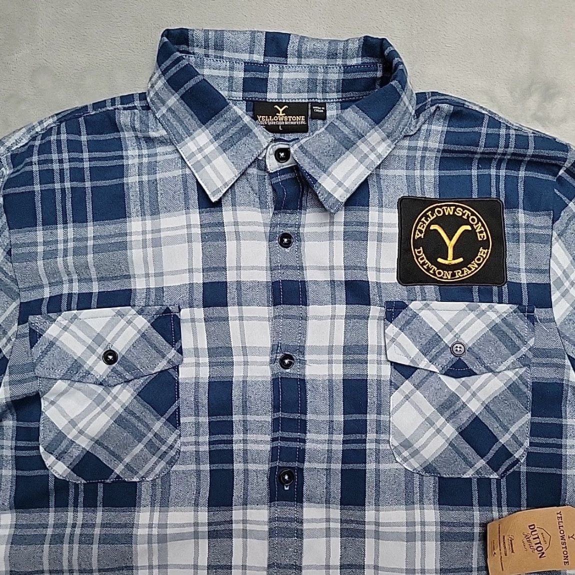 Vintage VINTAGE Yellowstone Shirt Mens L Blue Flannel Dutton Ranch Montana Outdoors Classic Embroidered Pocket Plaid Button-Up Size US L / EU 52-54 / 3 - 3 Thumbnail