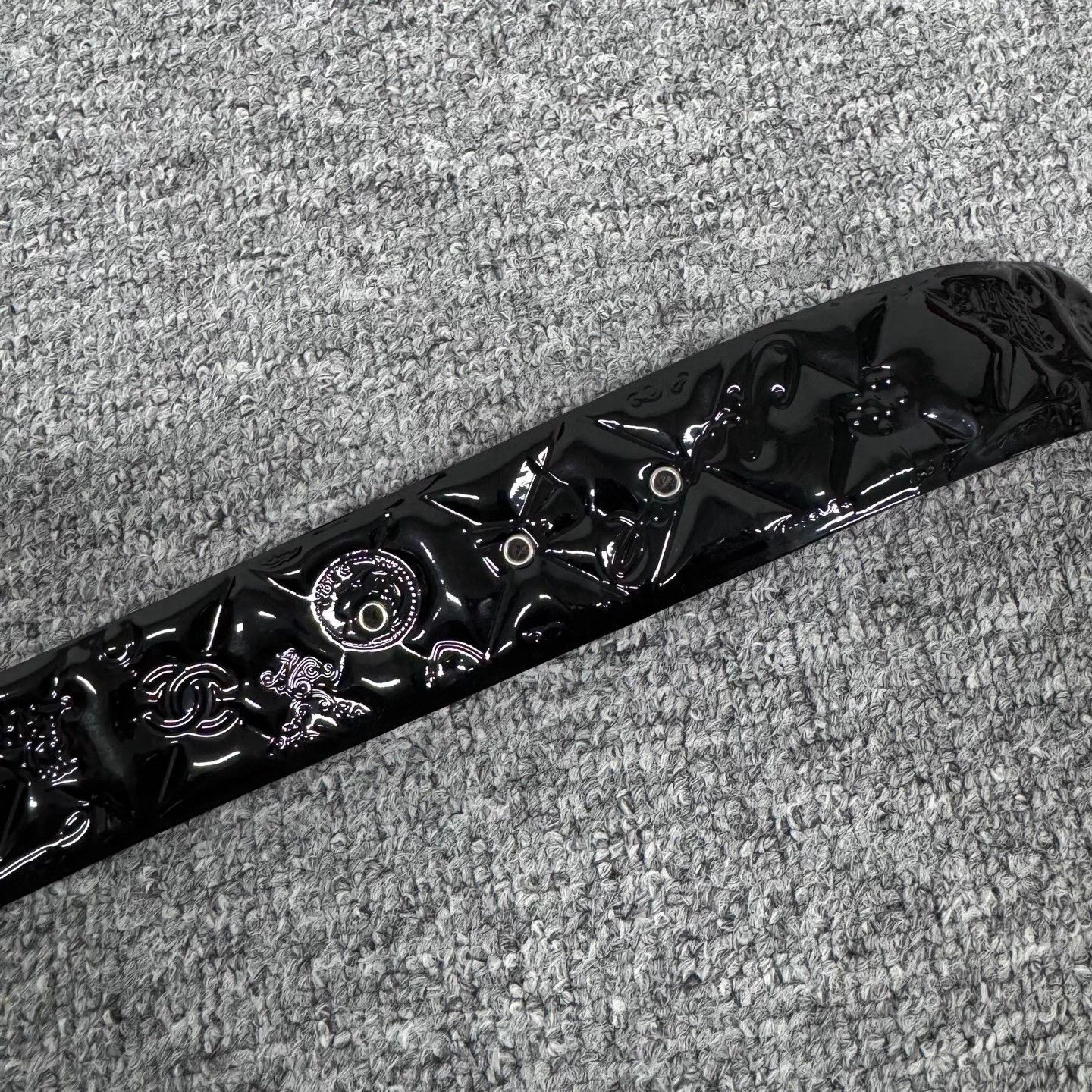 Chanel Chanel Double C Black Patent Embossed Belt 99 75/30 Size ONE SIZE - 3 Thumbnail