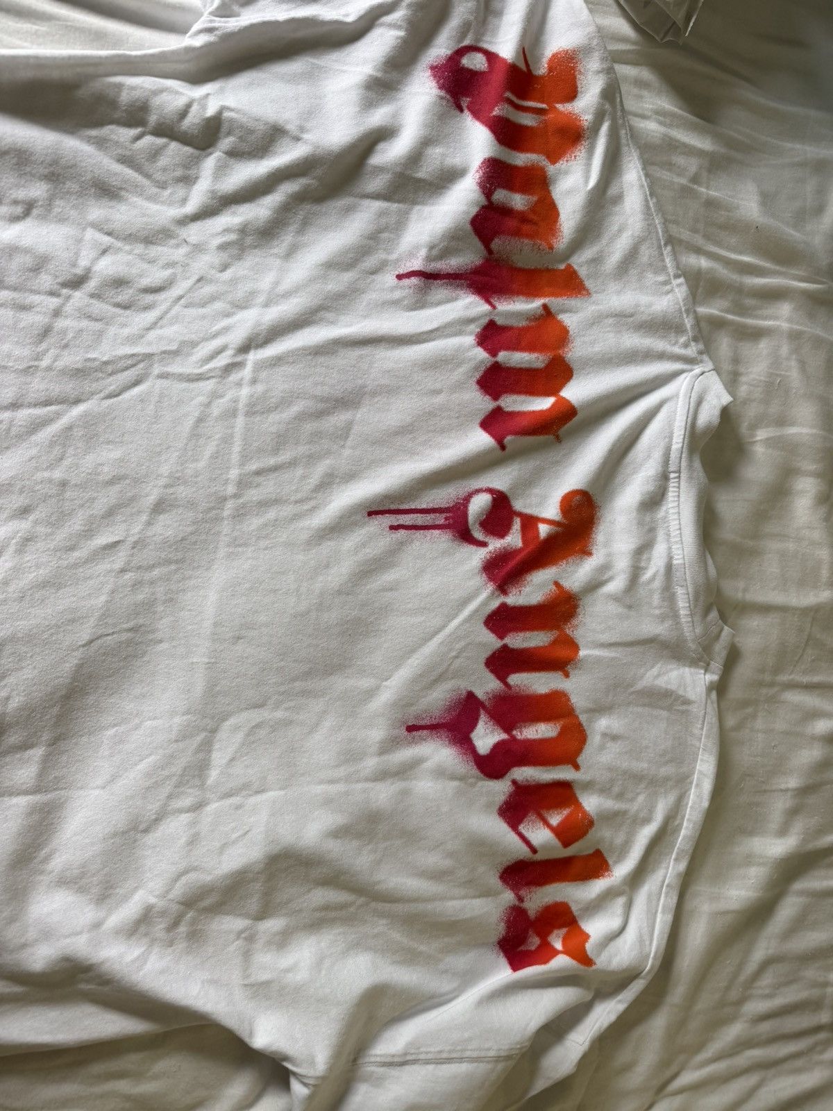 Palm Angels Palm Angels White Red Spray Logo Tee Size US M / EU 48-50 / 2 - 5 Thumbnail