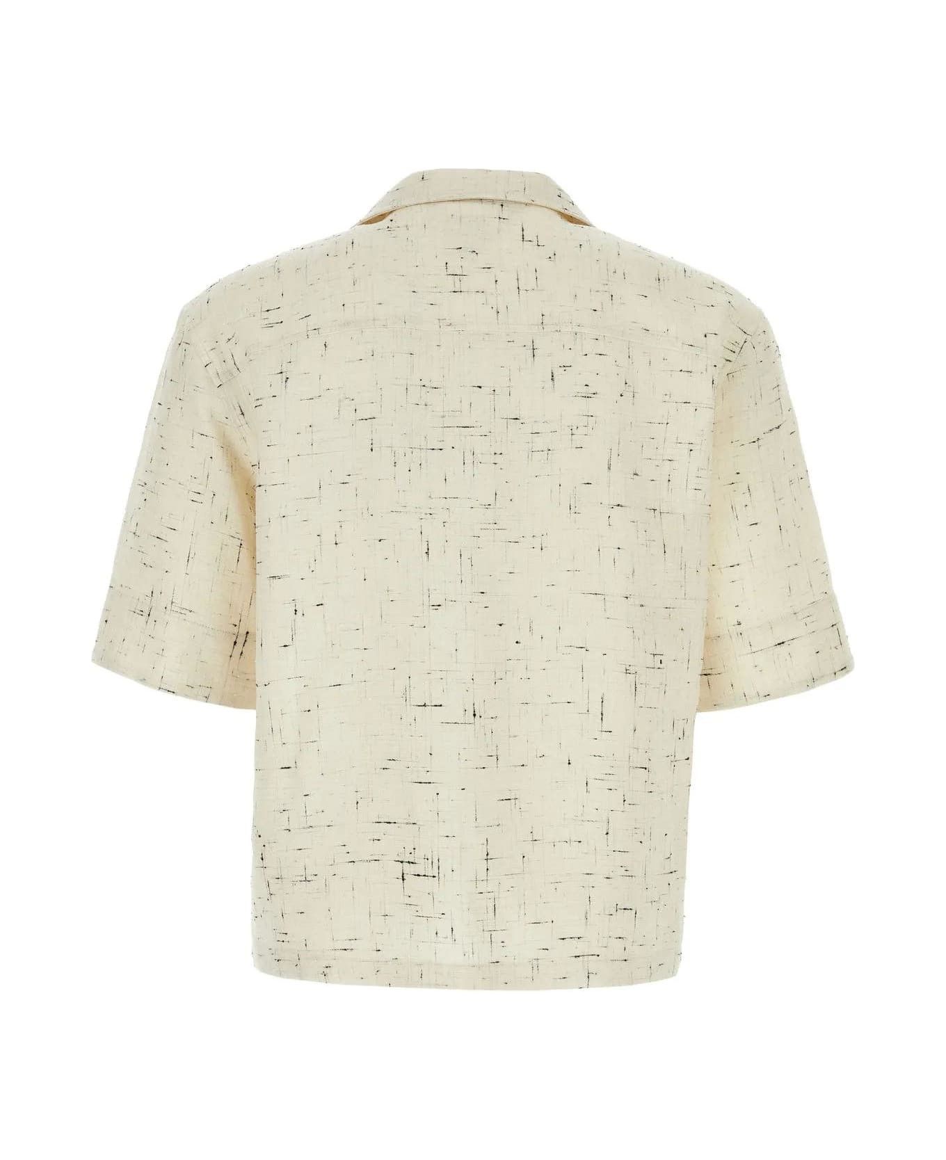 Bottega Veneta o1n1vont0625 Textured Criss-Cross Viscose Silk Shirt Ivory Size US S / EU 44-46 / 1 - 2 Thumbnail
