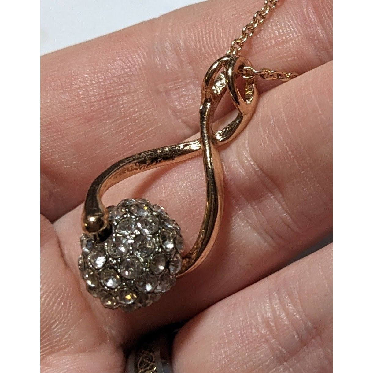 Other Gold Suspended Rhinestone Bead Pendant Necklace Size ONE SIZE - 5 Thumbnail