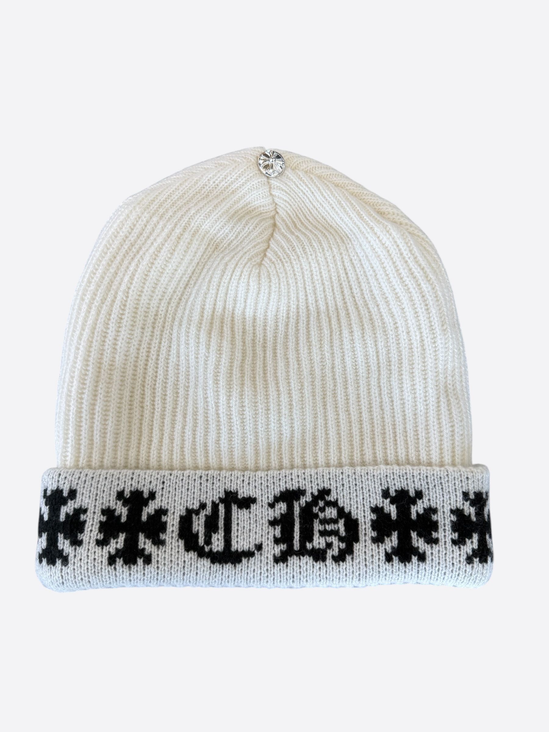 Chrome Hearts Chrome hearts cream white horseshoe beanie | Grailed
