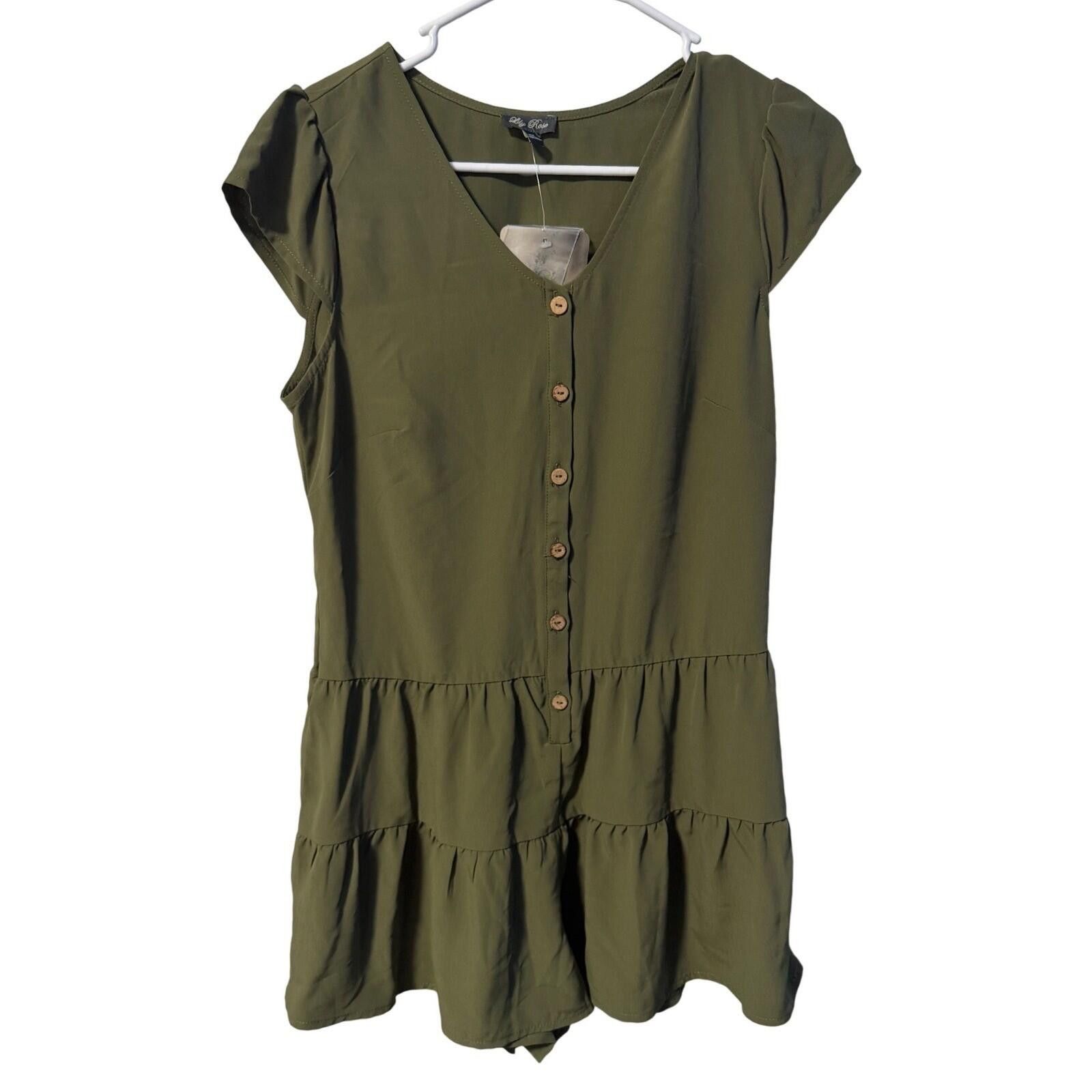 Other Lily Rose Romper Womens XS Olive Green Tiered NWT Size 26" / US 2 / IT 38 - 1 Thumbnail
