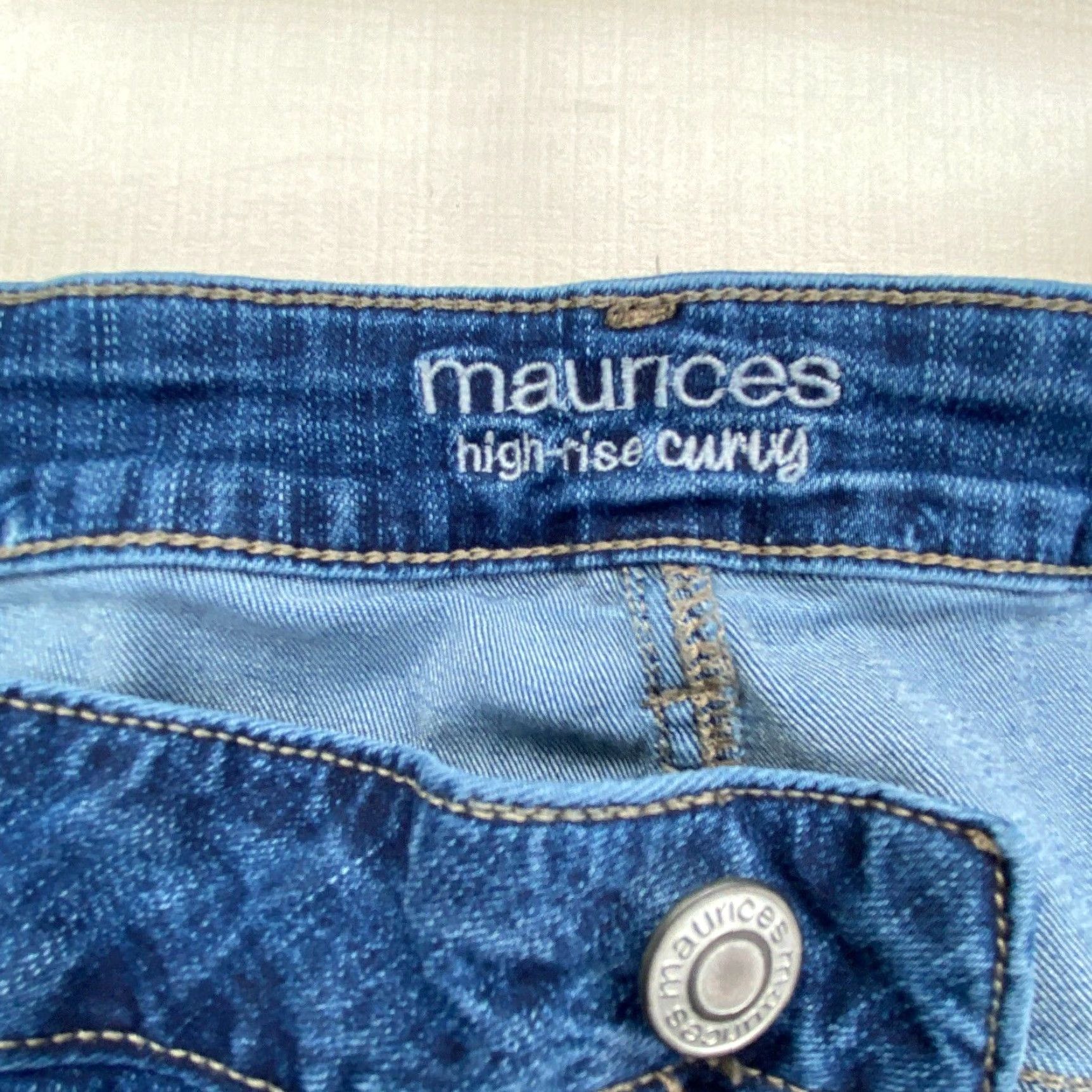 Vintage Maurices Womens High Rise Bootcut Jeans Blue 34 Medium Wash Stretch Cotton Blend Size 24" / US 00 / IT 34 - 4 Thumbnail