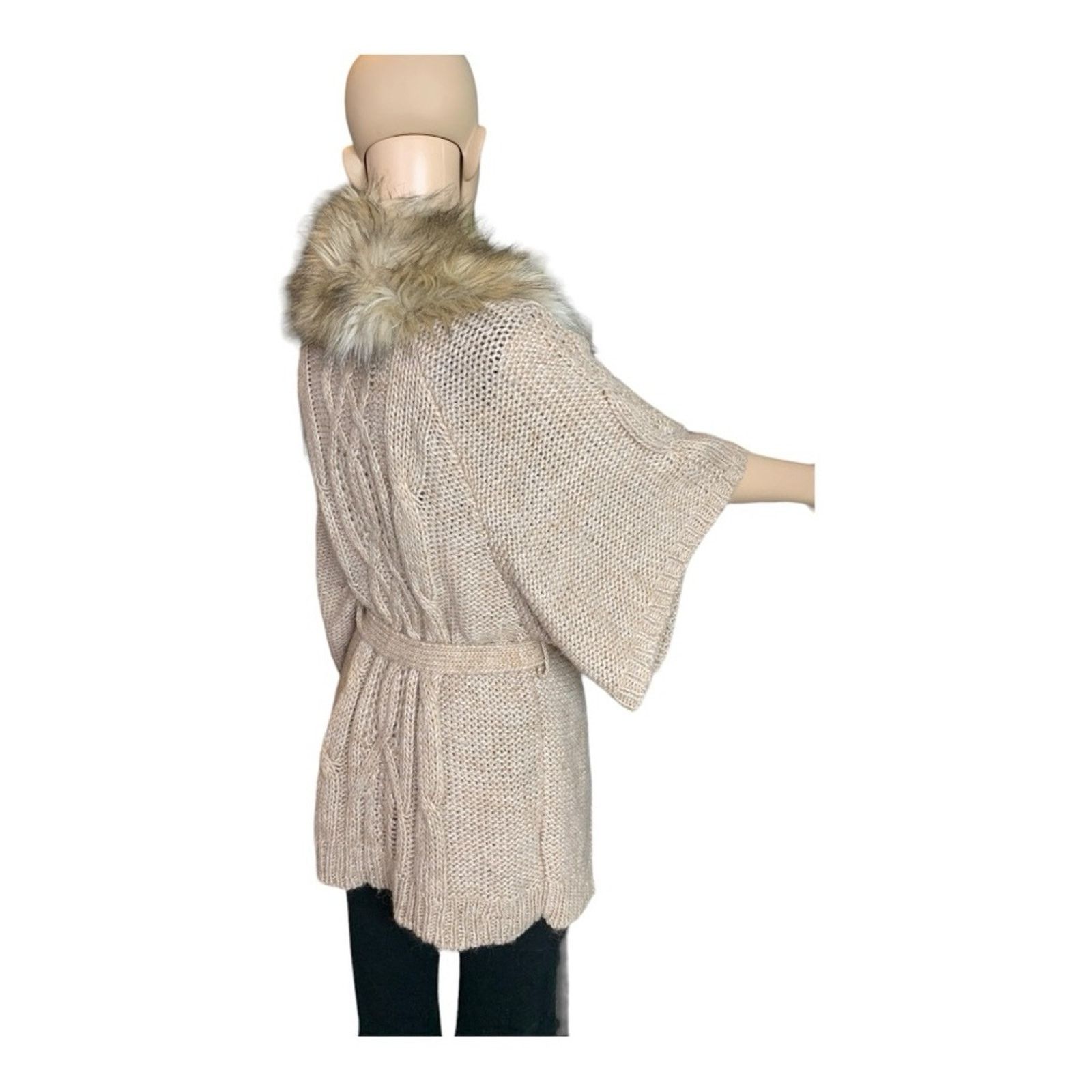 Loft Loft Women's Medium Cardigan Chunky Knit Faux Fur Trimmed Size M / US 6-8 / IT 42-44 - 5 Thumbnail