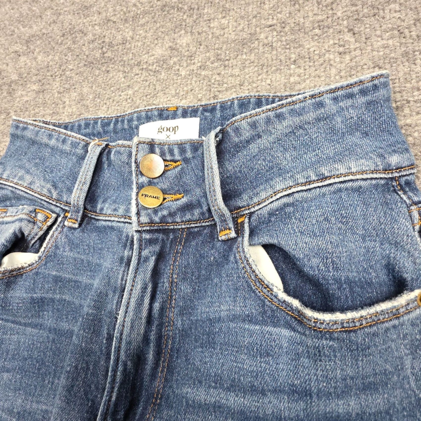 Frame GOOP x FRAME High-Rise Flare Jeans Women's 24 Blue Wide-Leg Stretch Jeans Regular Inseam 29"} Size 40" / US 18 - 4 Thumbnail