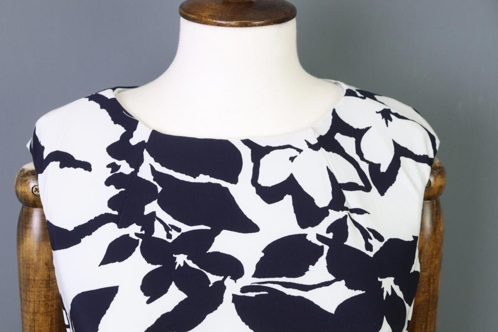 Polo Ralph Lauren Lauren Ralph Lauren White/Black Floral Business Dress Size 6 Size M / US 6-8 / IT 42-44 - 4 Thumbnail