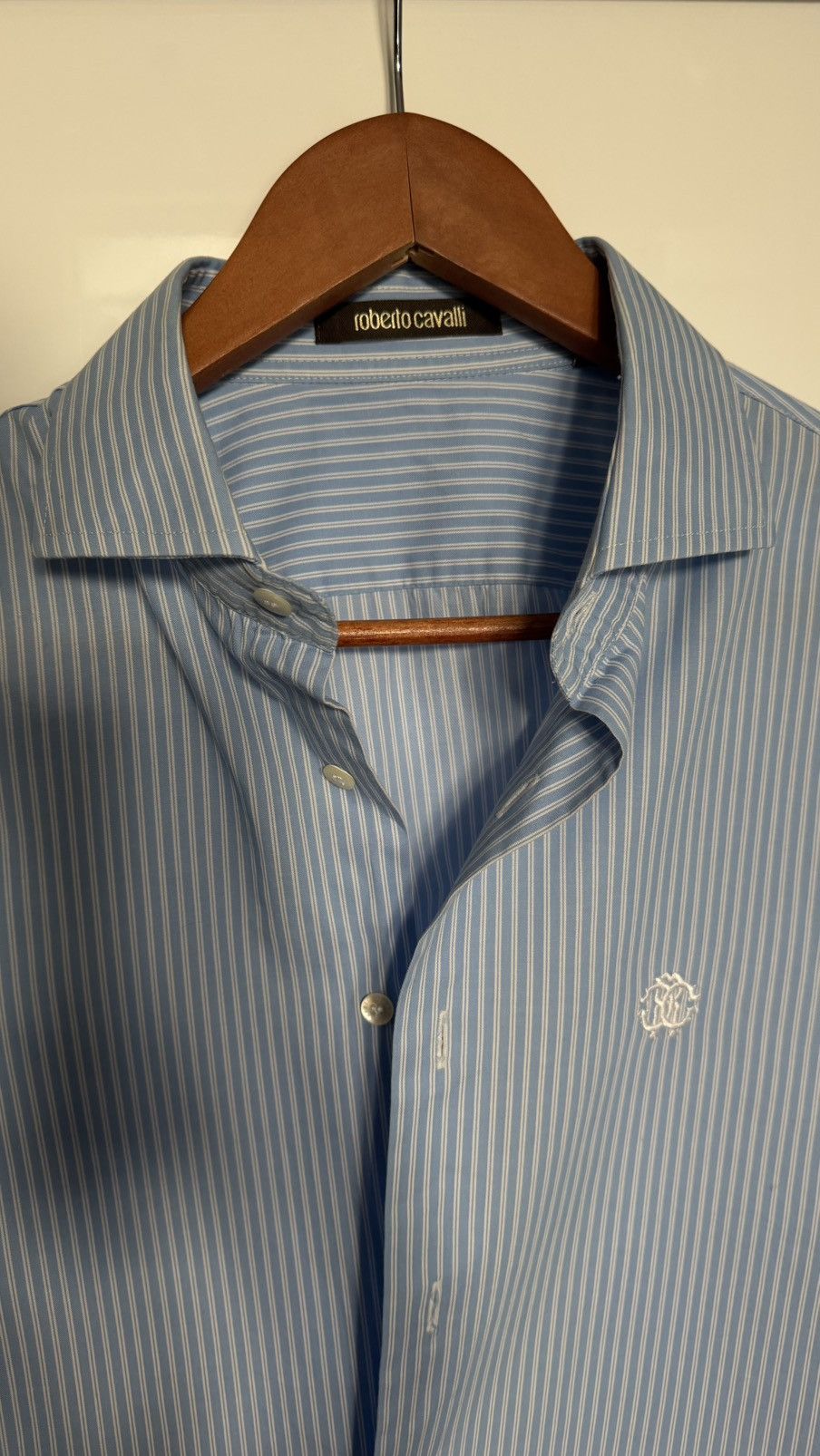 Roberto Cavalli Roberto Cavalli Blue Stripe Shirt Size 43/17 Size US XL / EU 56 / 4 - 7 Thumbnail
