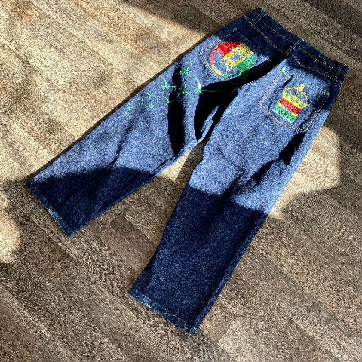 Japanese Brand × Vintage Vintage y2k embroidered denim pants Size US 33 - 3 Thumbnail
