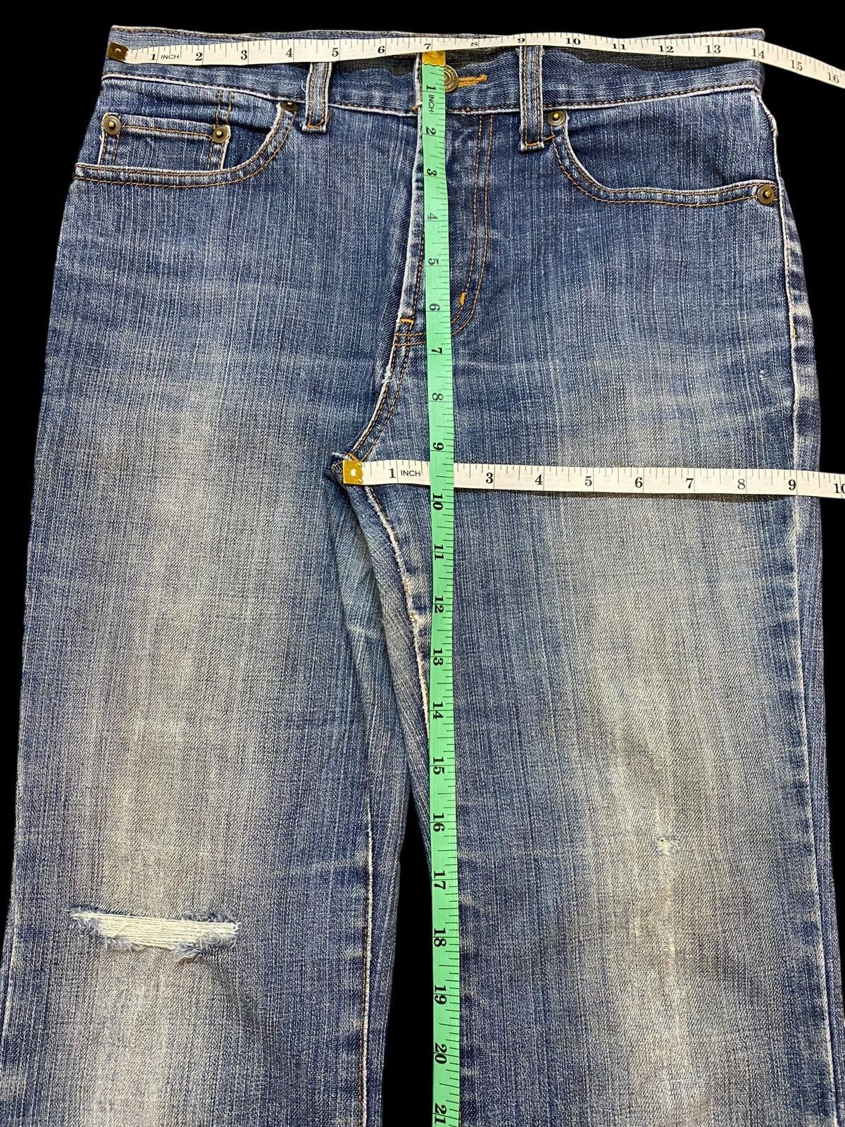 Japanese Brand Vintage Japanese Brand Blue Wash Distressed Flare Jeans Size US 28 / EU 44 - 12 Thumbnail