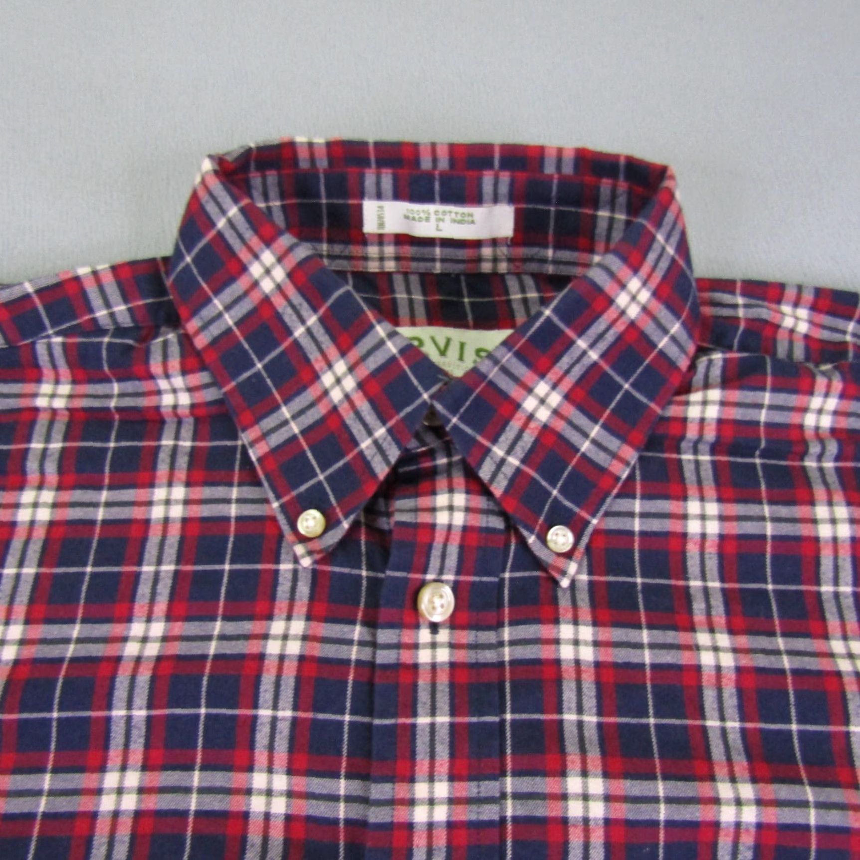 Orvis Orvis Shirt Mens Large Red White Blue Plaid Twill Button Front Fishing Caping Size US L / EU 52-54 / 3 - 2 Thumbnail