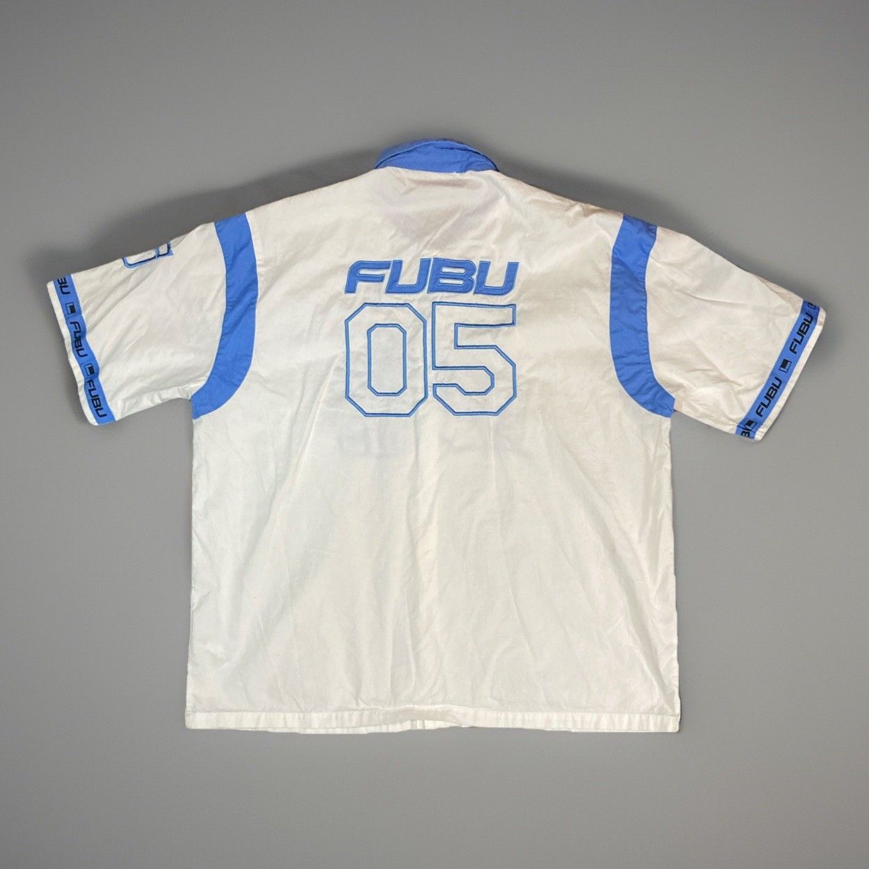 Fubu FUBU Forever 21 Button SS Streetwear Shirt White Blue XL Size US XL / EU 56 / 4 - 2 Thumbnail