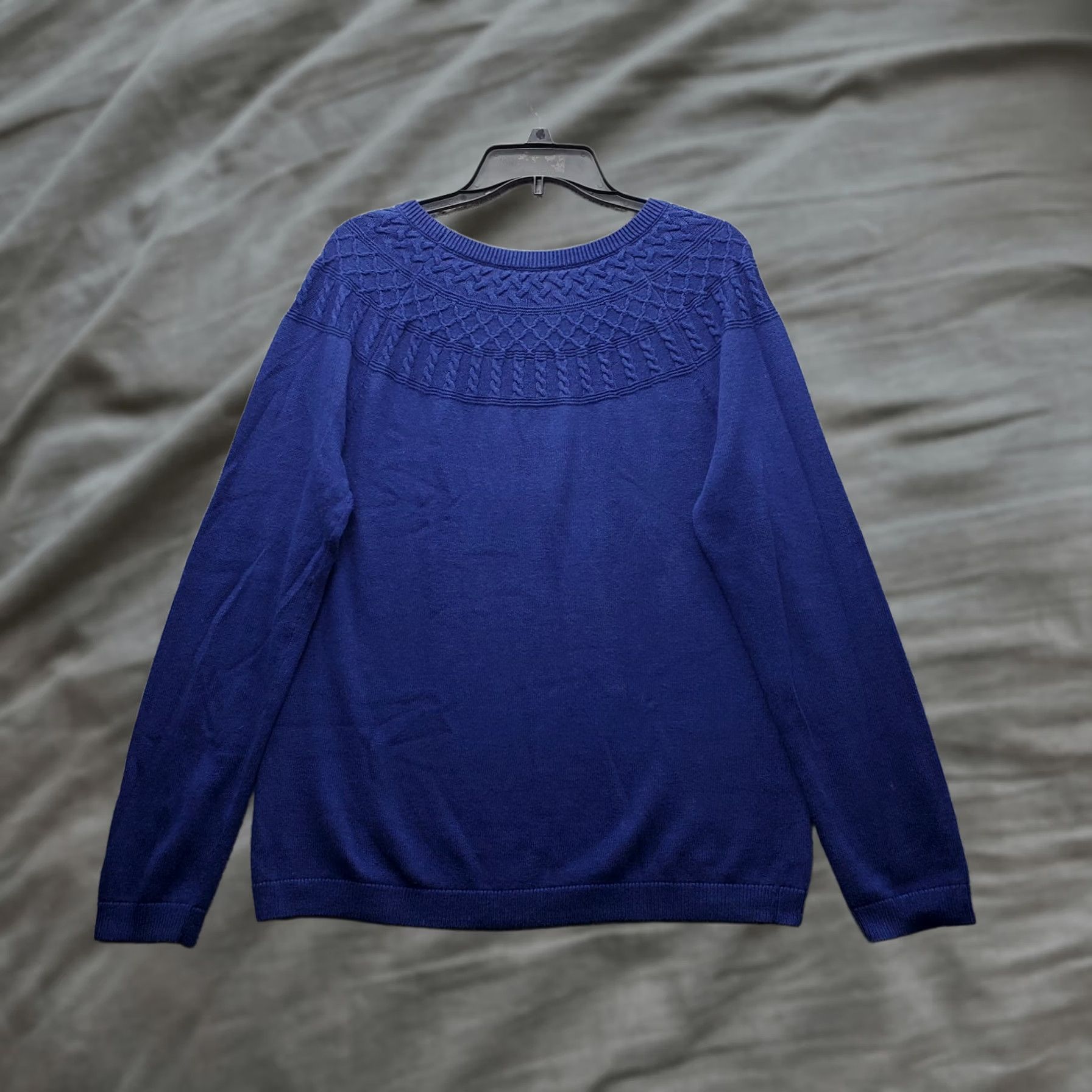 Talbots Talbots Cable-Yoke Sweater Womens Large Blue Pullover Knit Long Sleeve Casual Fall Winter Shirt Mens? Size L / US 10 / IT 46 - 1 Thumbnail