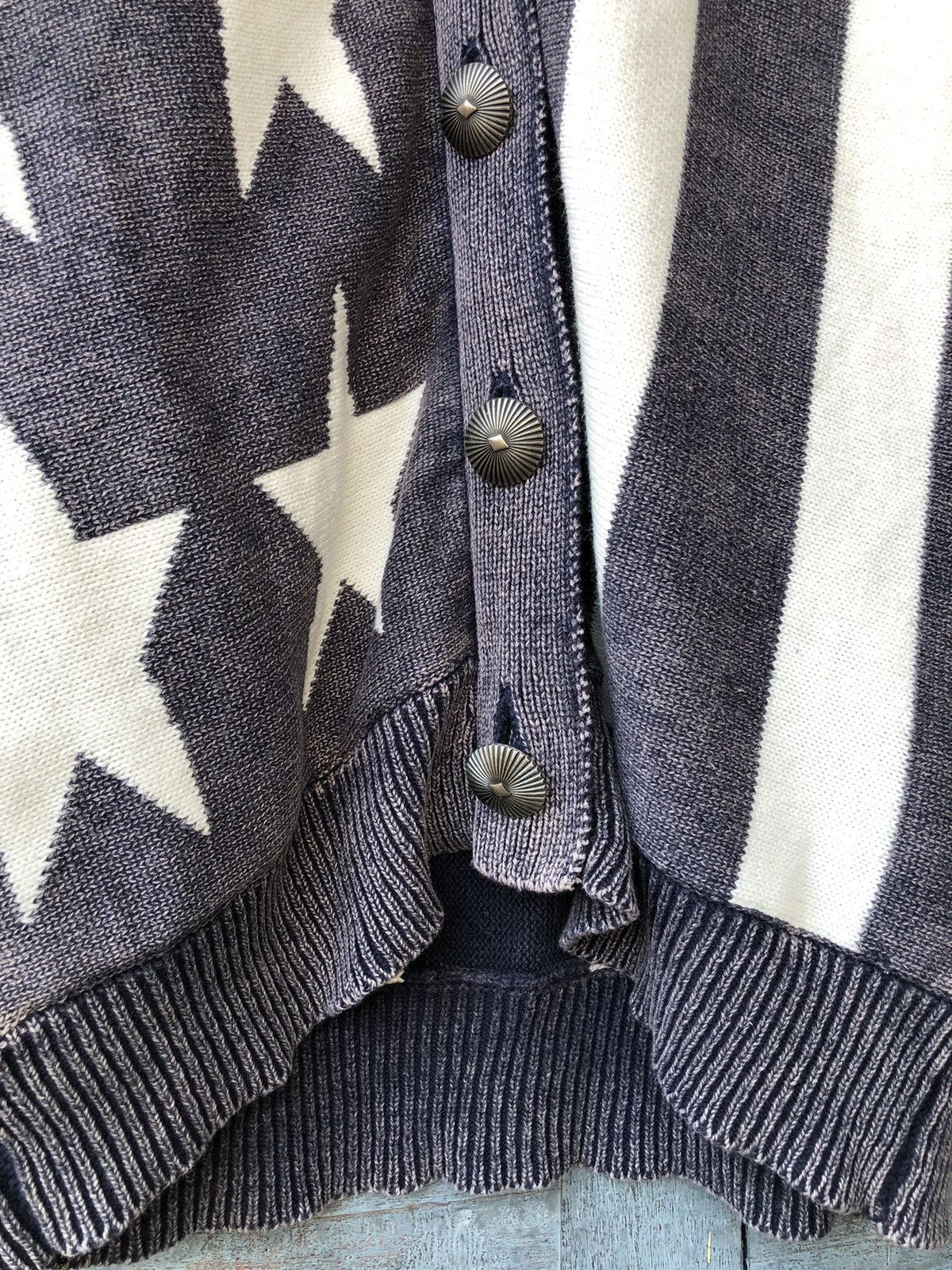 Japanese Brand Rodeo Crowns Japanese Free Size Knit Cardigan Stars Stripes Size US M / EU 48-50 / 2 - 7 Thumbnail