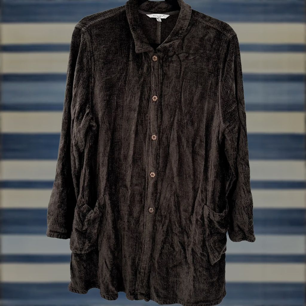Vintage Kleen Brown Chenille Cardigan Jacket Womens XL Button Front Long Sleeve Pocket Size XL / US 12-14 / IT 48-50 - 1 Thumbnail