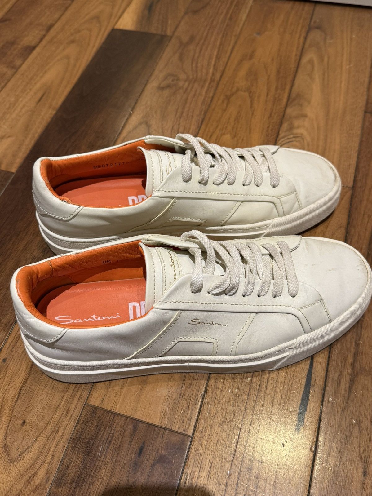 Santoni Santoni Men’s white leather double buckle sneaker Size US 9.5 / EU 42-43 - 4 Thumbnail