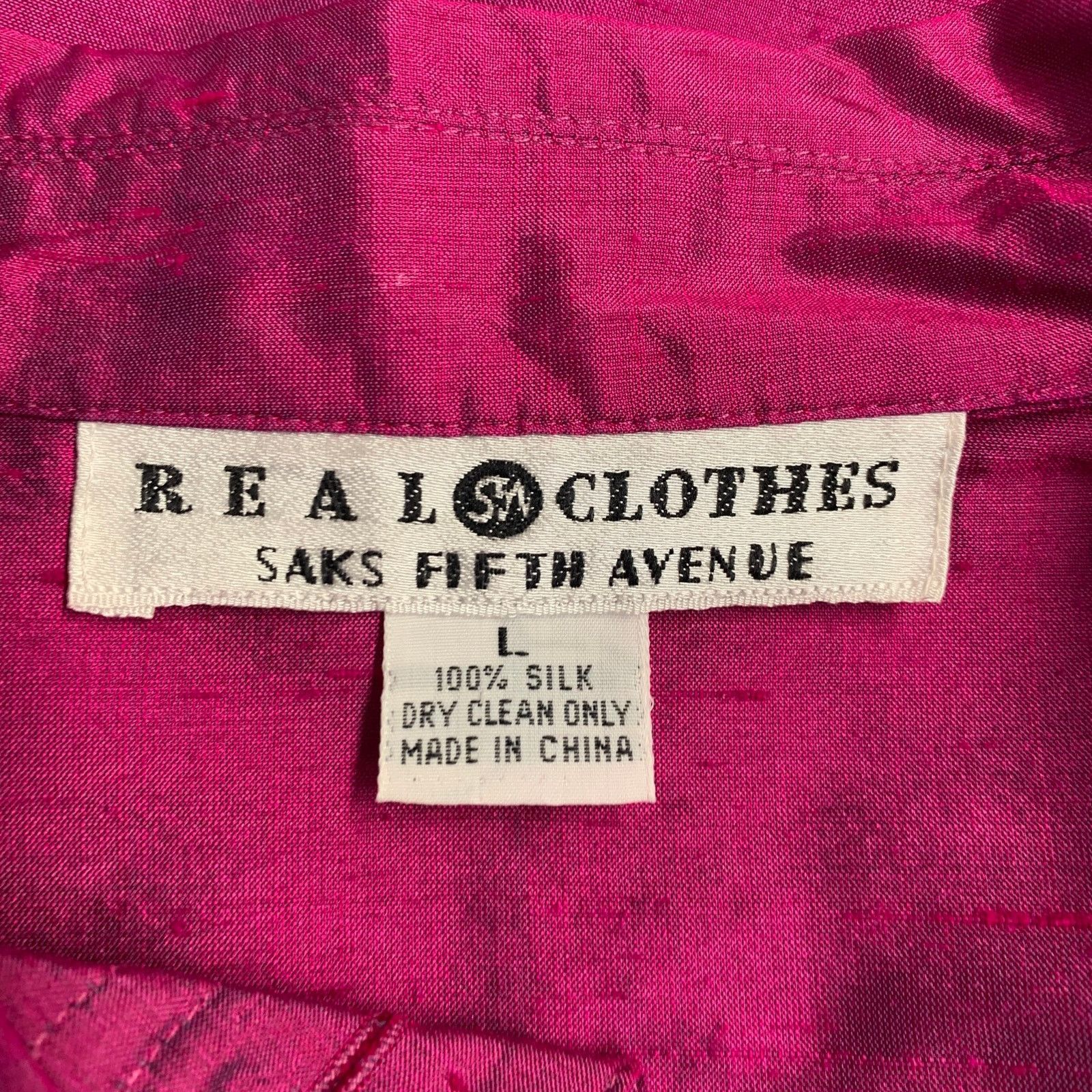 Saks Fifth Avenue SAKS FIFTH AVENUE Size L Pink Fuchsia Silk Jacket Blazer Size L / US 10 / IT 46 - 4 Thumbnail