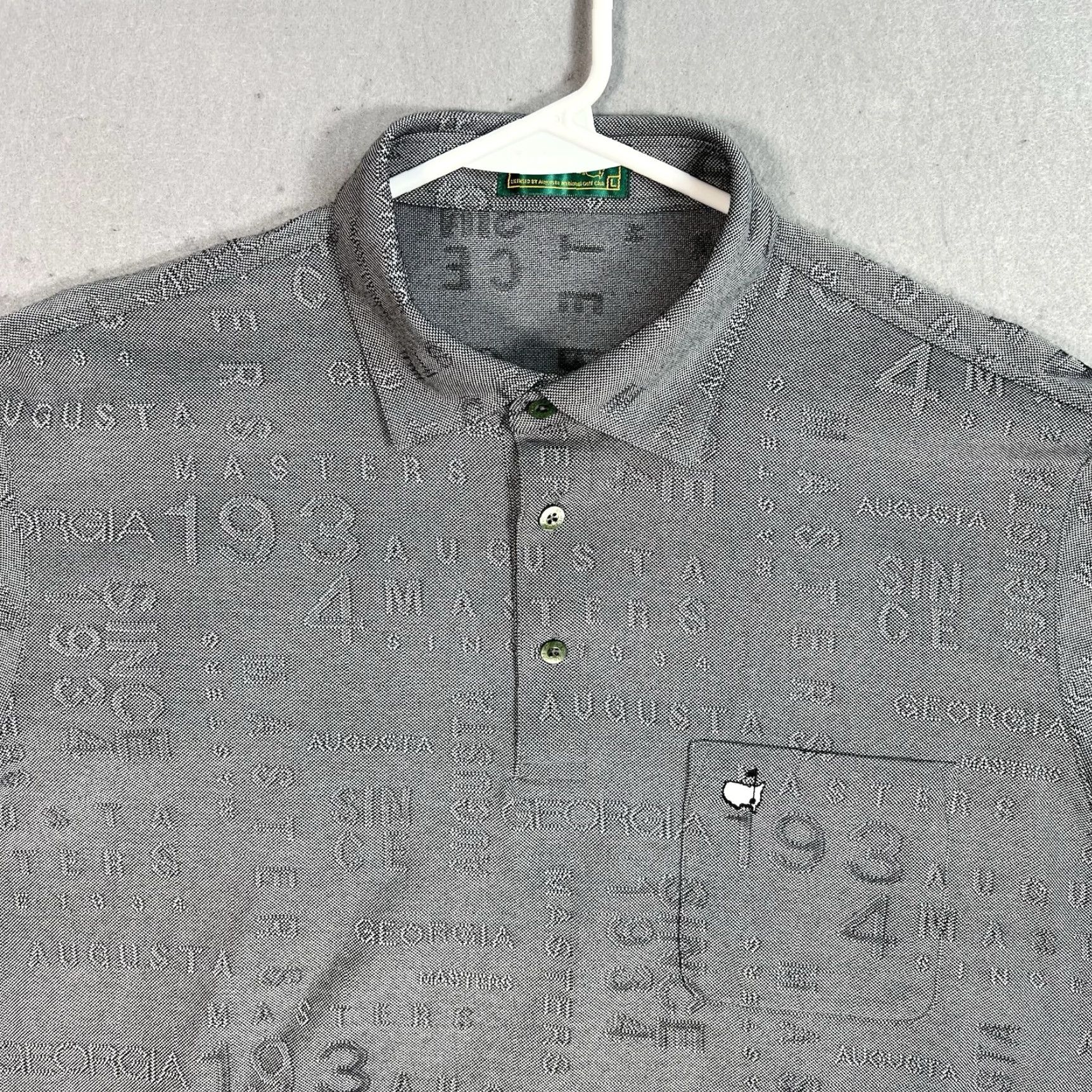 Vintage VINTAGE Augusta Masters Golf Polo Shirt Adult Large Gray All Over Knit Mens Polo 90s Shirt (Size L) Size US L / EU 52-54 / 3 - 4 Thumbnail