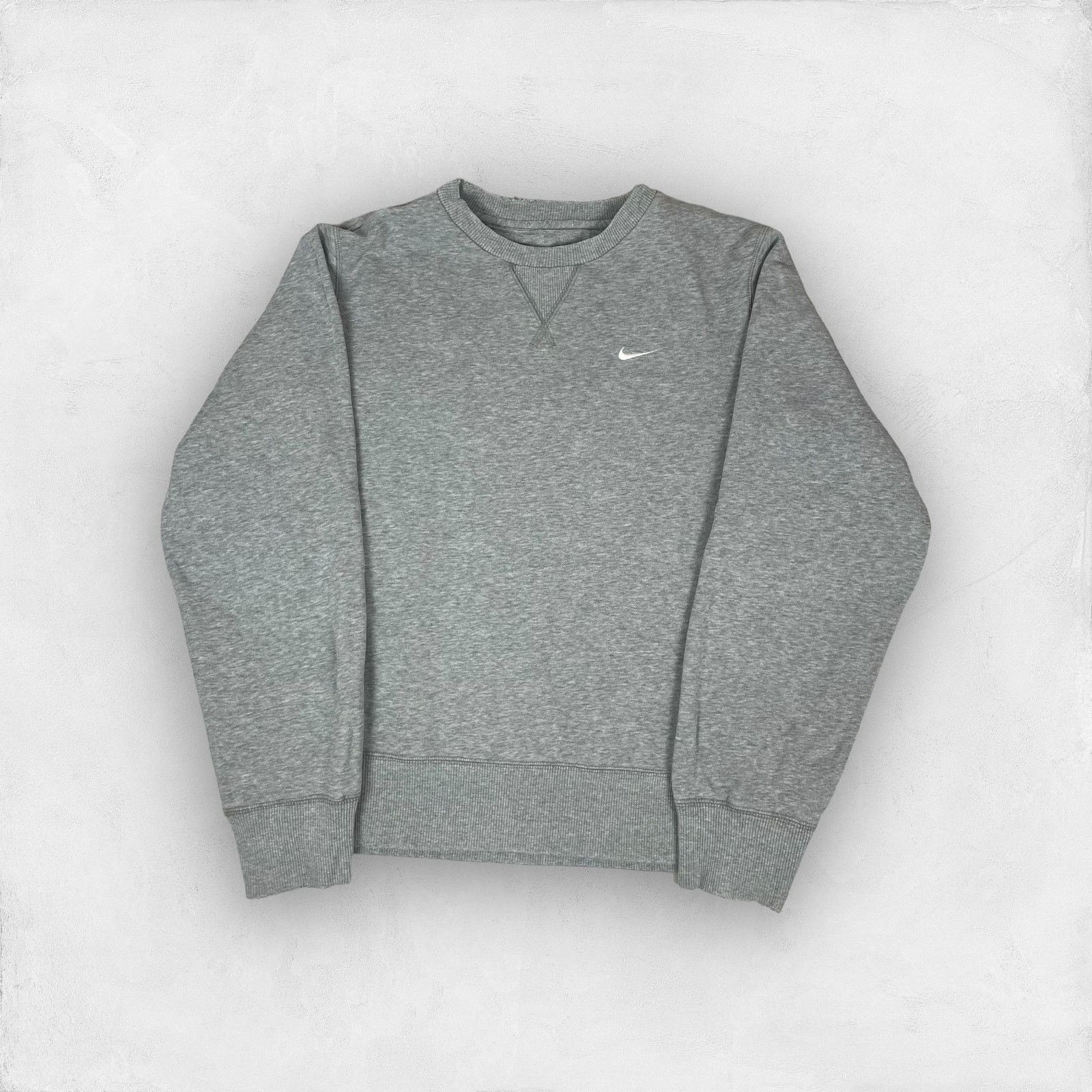 Nike × Vintage Nike Men's Heather Gray Cotton Swoosh Pullover Sweatshirt S Size US S / EU 44-46 / 1 - 1 Thumbnail