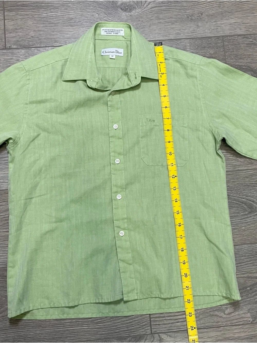 Christian Dior Monsieur Vintage Christian Dior Monsieur Green Herringbone Shirt Size XL / US 12-14 / IT 48-50 - 7 Thumbnail