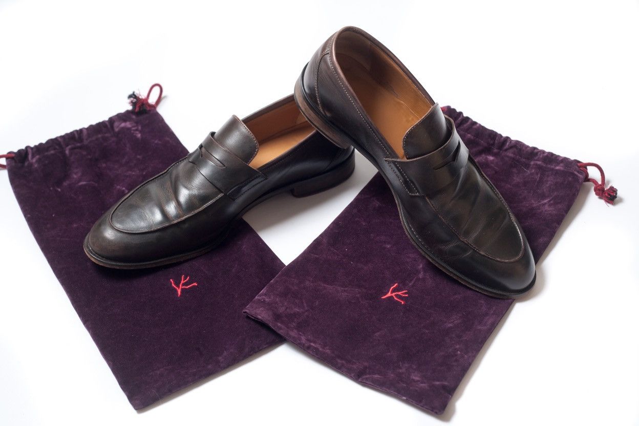 image of Isaia Napolii Isaia Napoli Blake Leather Mens Loafers Size 8 Rrp$1450 in Brown