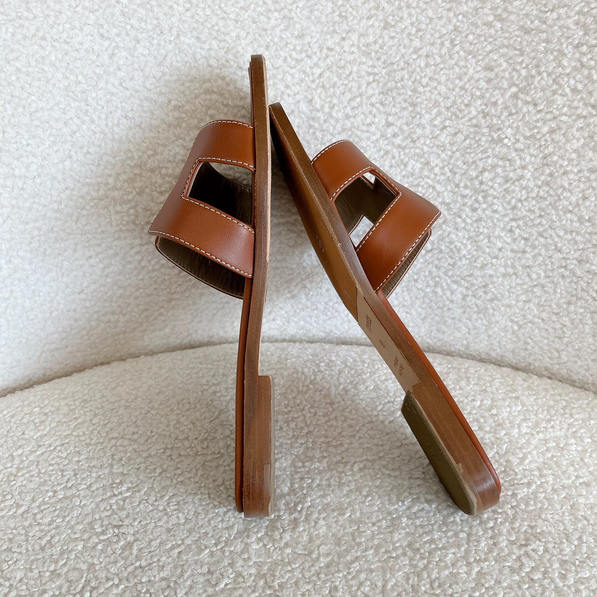 Hermes Hermes Oran Brown H Slipper 36 Size US 5 / IT 35 - 5 Thumbnail