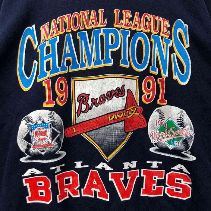 MLB Vtg 91 ATLANTA BRAVES MLB World Series Champion Sweatshirt Size US L / EU 52-54 / 3 - 3 Thumbnail