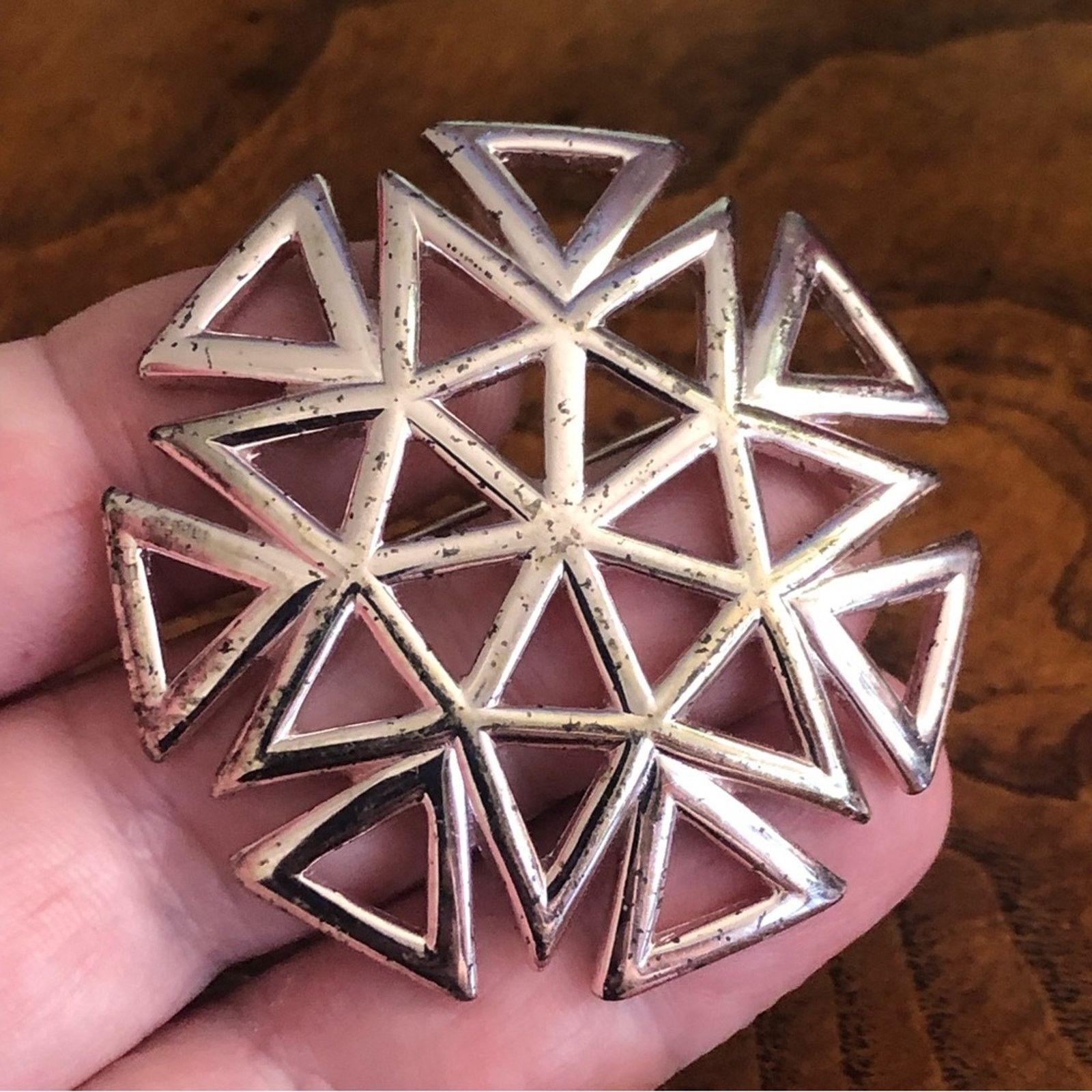Monet Vintage 80s Monet rose gold tone geometric brooch pin Size ONE SIZE - 4 Thumbnail