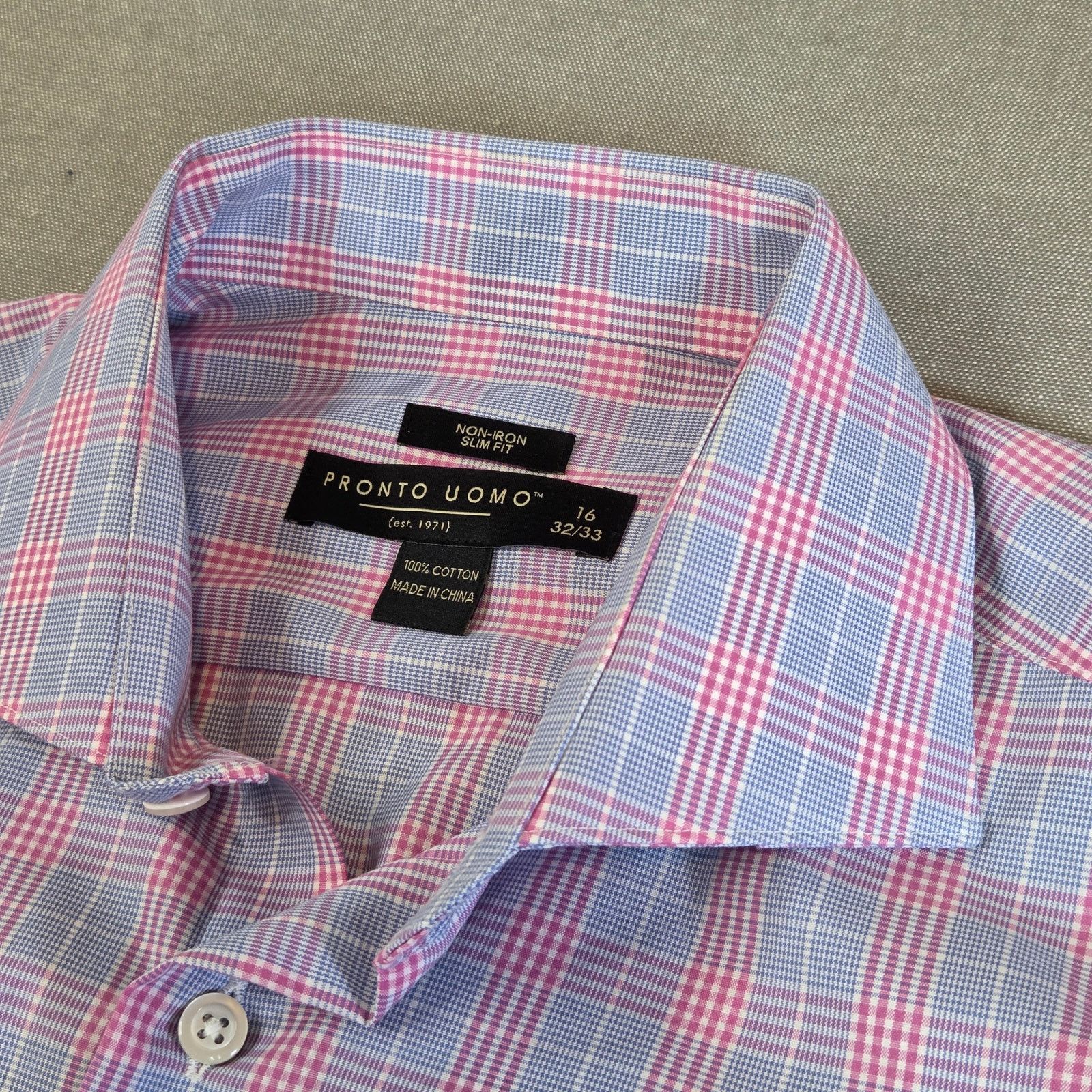 Pronto Uomo Pronto Uomo Slim Fit Plaid Dress Shirt 16 32/33 Size US M / EU 48-50 / 2 - 5 Thumbnail