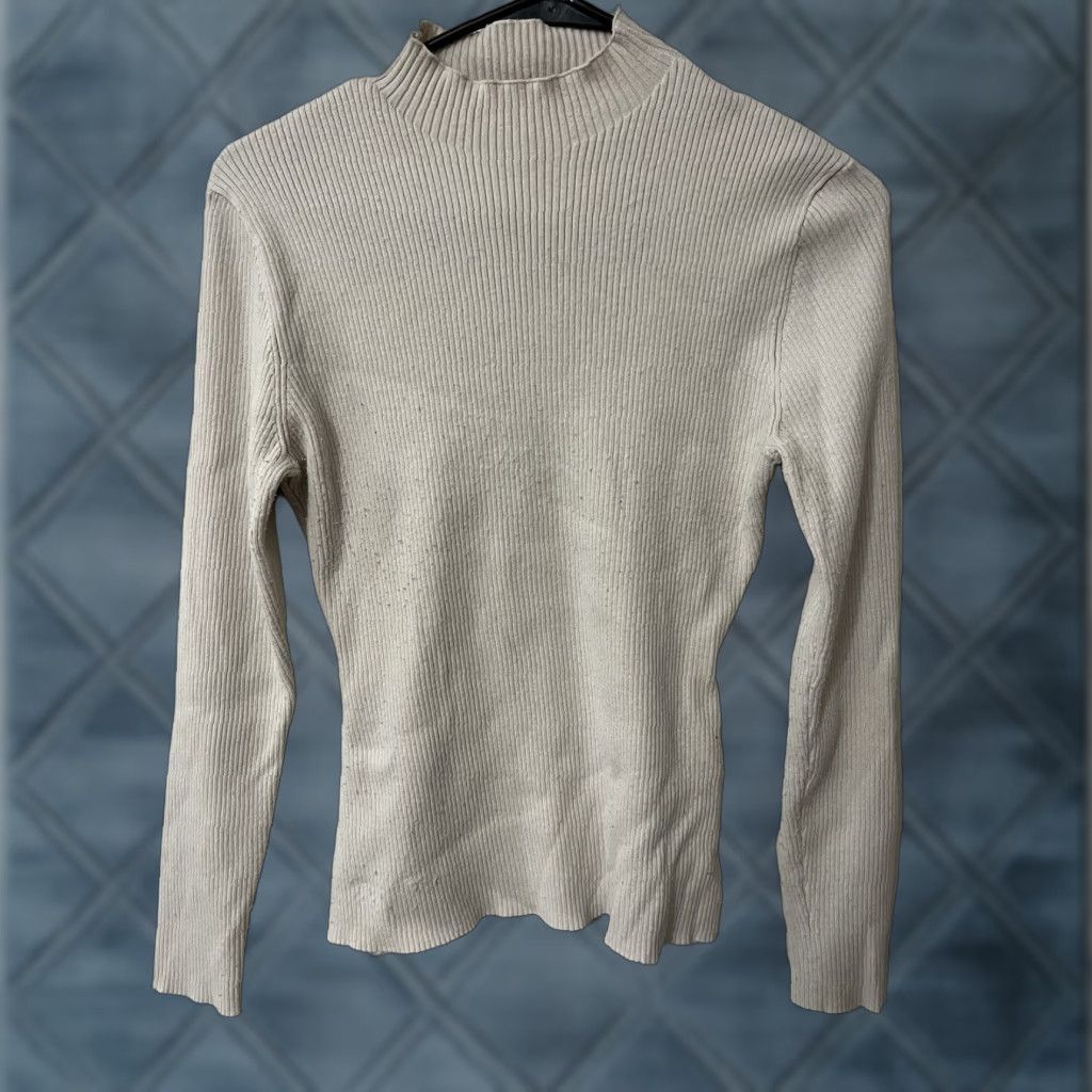 H&M H&M Pullover Sweater Ivory Mock Neck Long Sleeve Mock Neck Large Womens Size L / US 10 / IT 46 - 1 Thumbnail