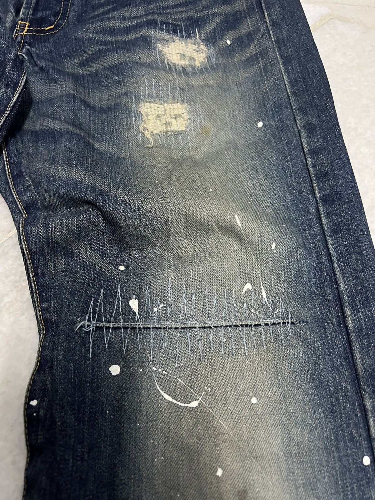 If Six Was Nine × Takeo Kikuchi TAKEO KIKUCHI JAPAN PAINT SPLATTER DISTRESSED PATCH JEANS Size US 33 - 5 Thumbnail