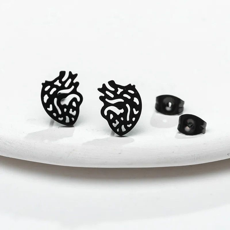 Jewelry Heart Organ Stud Earrings Charm Earring Gift Size ONE SIZE - 1 Preview