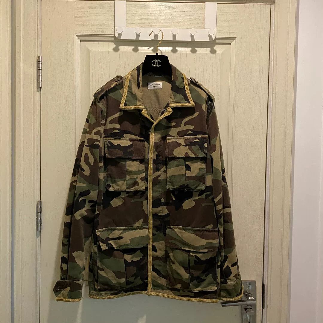 Saint Laurent Paris Saint Laurent Gold Trim Camouflage Jacket Size US S / EU 44-46 / 1 - 1 Thumbnail