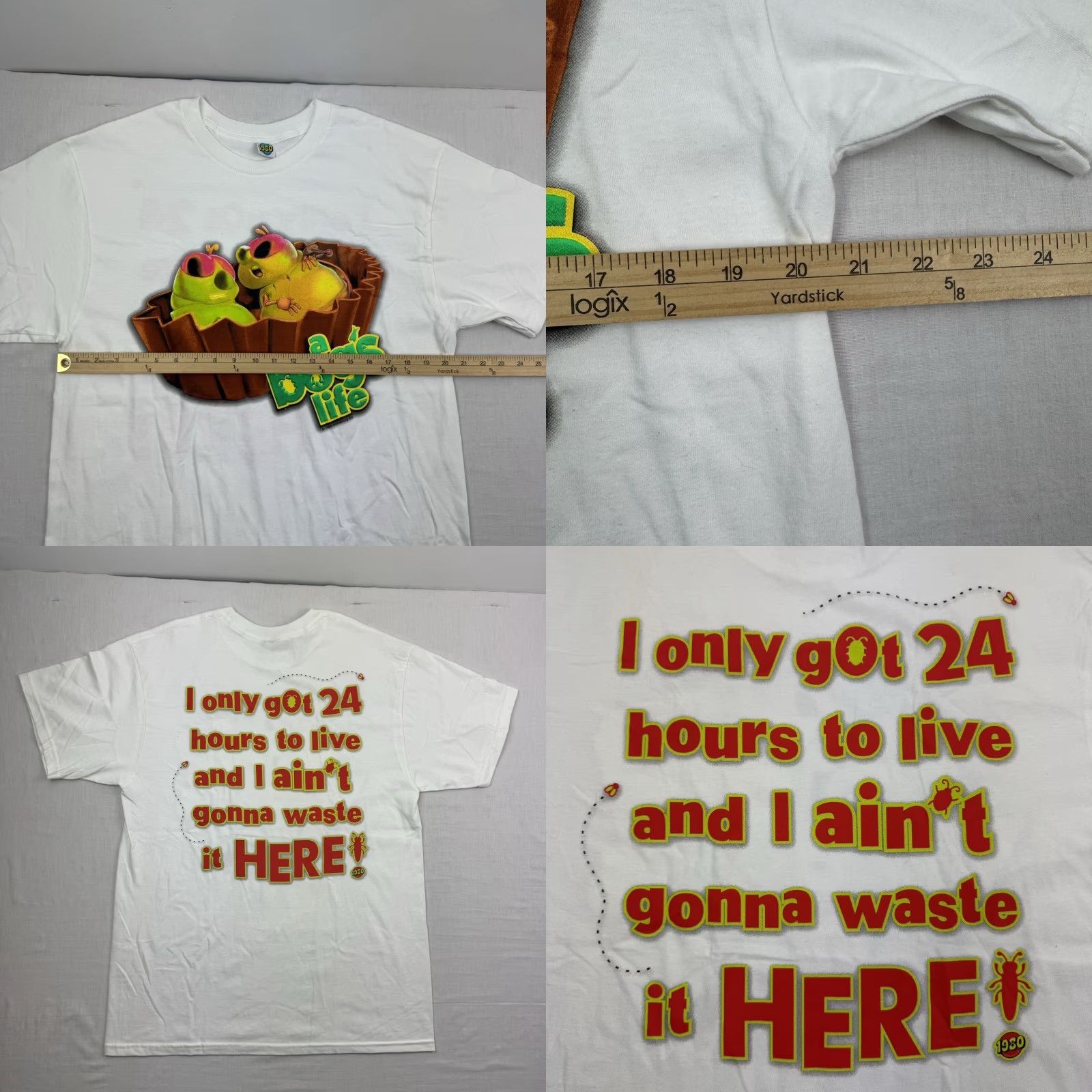 CO Bugs Life Graphic T-Shirt Adult Large White Cartoon Promo Unbranded Mens Size US L / EU 52-54 / 3 - 8 Thumbnail